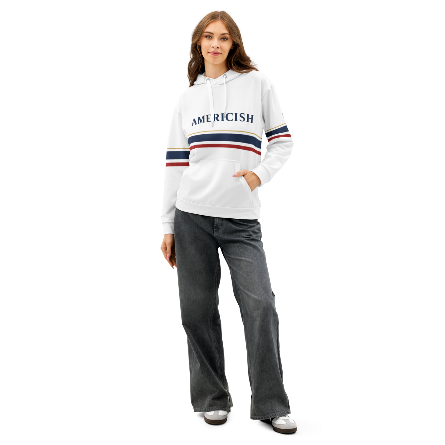 Americish Premium Unisex cotton hoodie-USA & UK flag hood | Americish