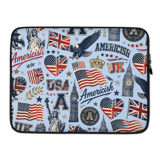 Americish Graffiti Blue Collage Laptop Sleeve | Americish