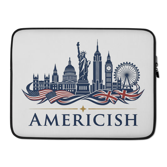Americish UK & USA Skyline Grey Laptop Sleeve | Americish