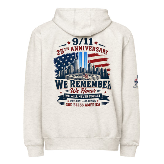 9/11-25th We Remember We Honor Premium Full Zip Hoodie | Americish