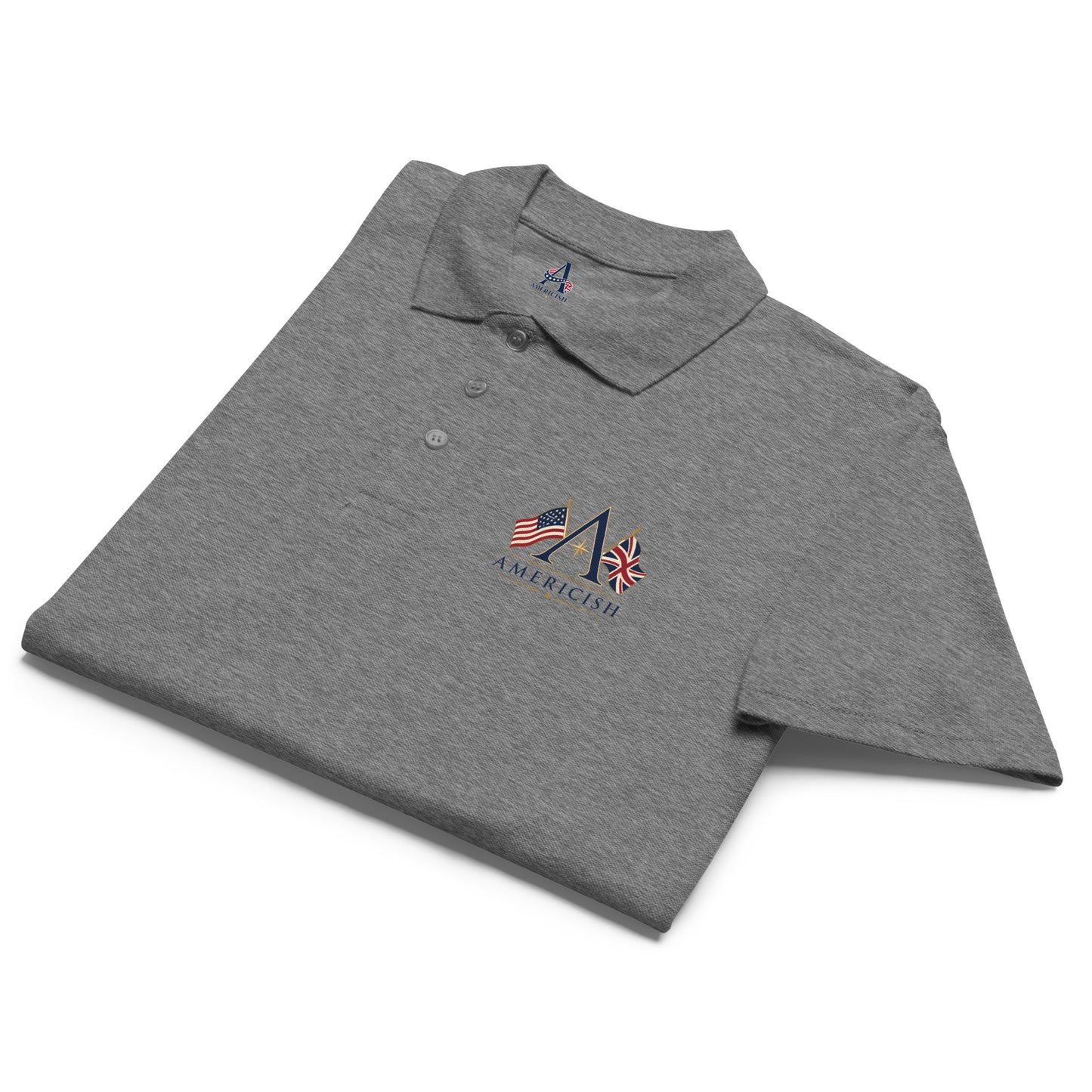Americish Logo w/Flags Premium pique polo shirt | Americish