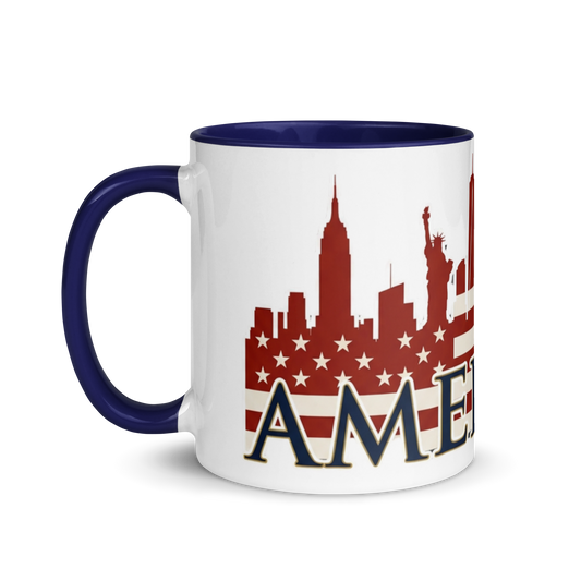 Americish Skylines Patriotic Mug w/ Navy Blue Inside | Americish