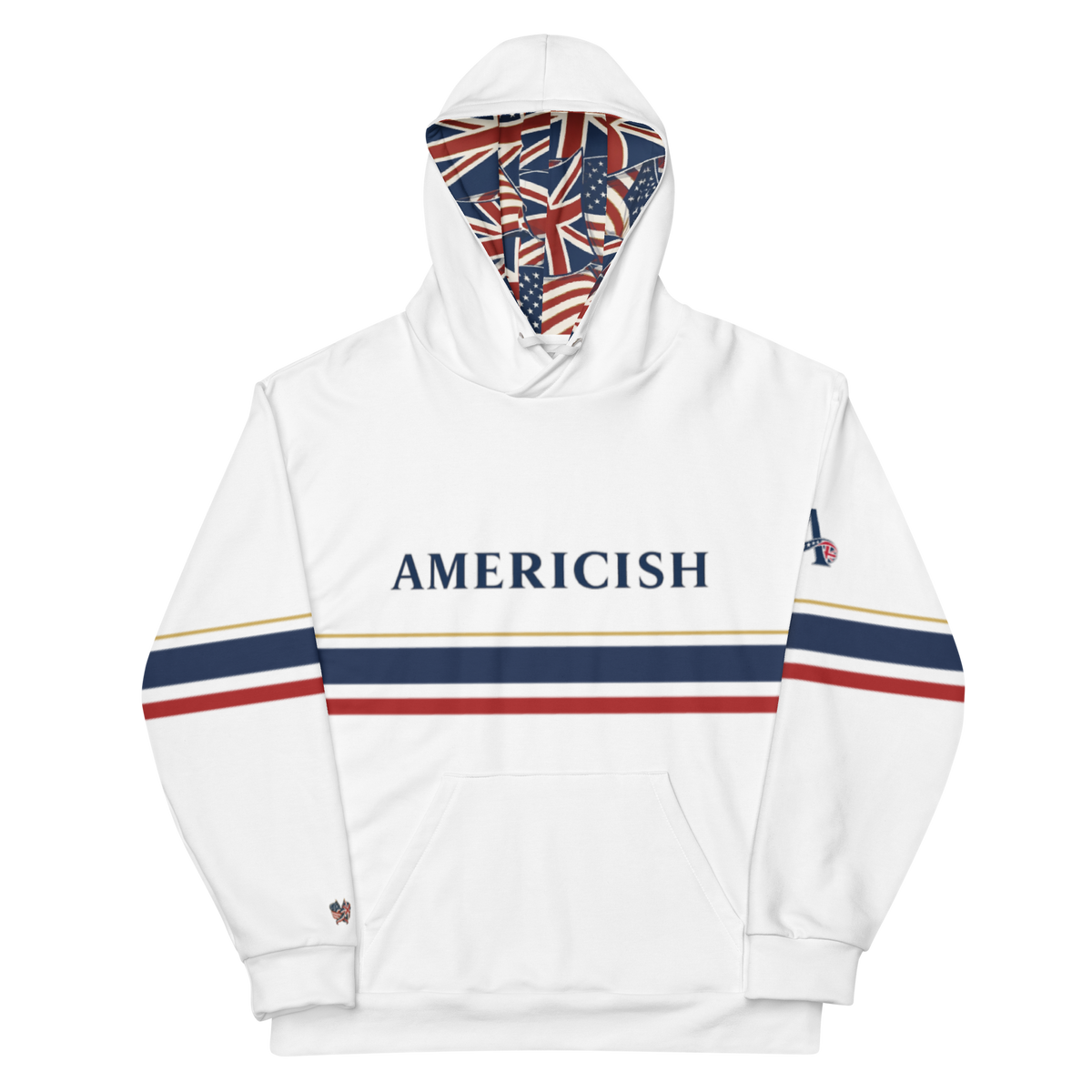 Americish Premium Unisex cotton hoodie-USA & UK flag hood | Americish