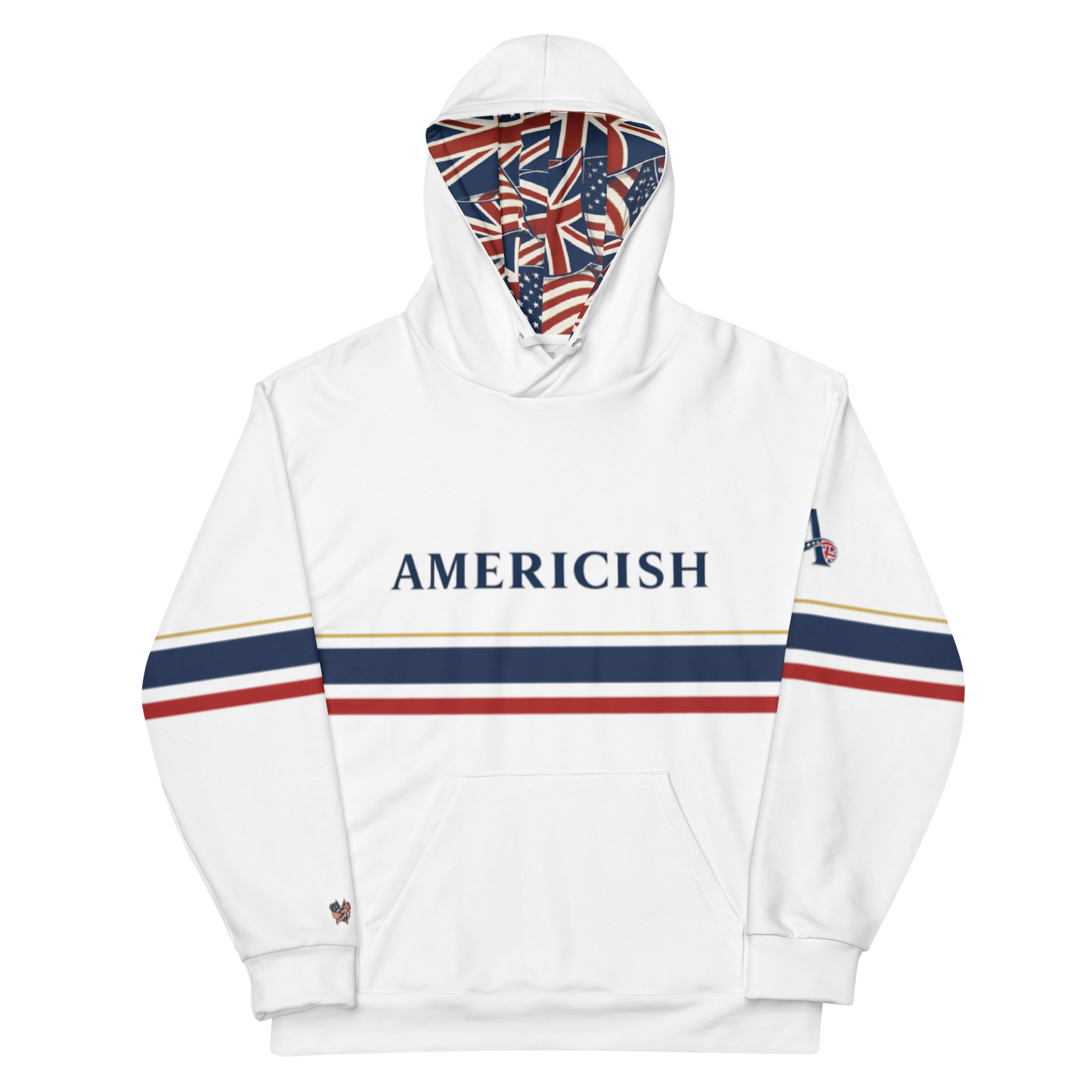 Americish Premium Unisex cotton hoodie-USA & UK flag hood | Americish