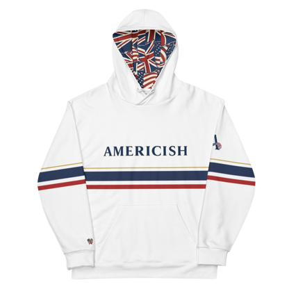Americish Premium Unisex cotton hoodie-USA & UK flag hood | Americish