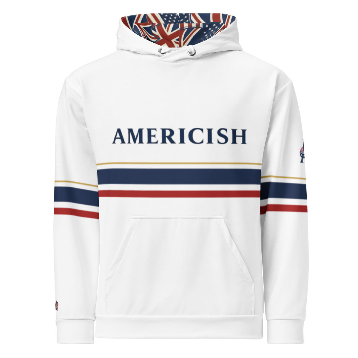 Americish Premium Unisex cotton hoodie-USA & UK flag hood | Americish