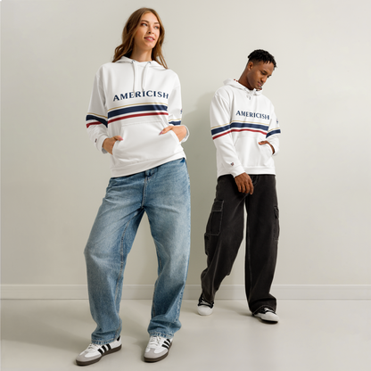 Americish Premium Unisex cotton hoodie-USA & UK flag hood | Americish