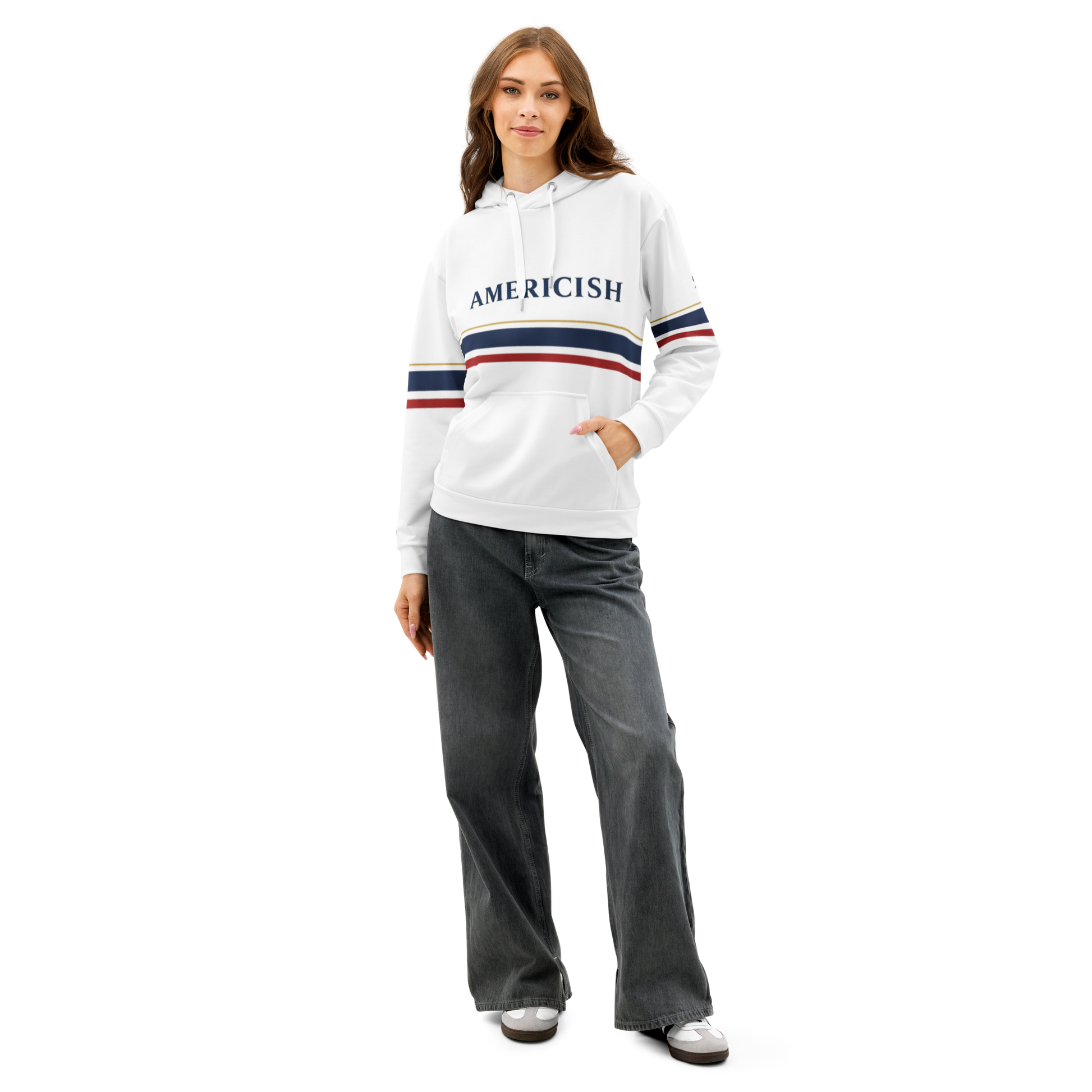 Americish Premium Unisex cotton hoodie-USA & UK flag hood | Americish