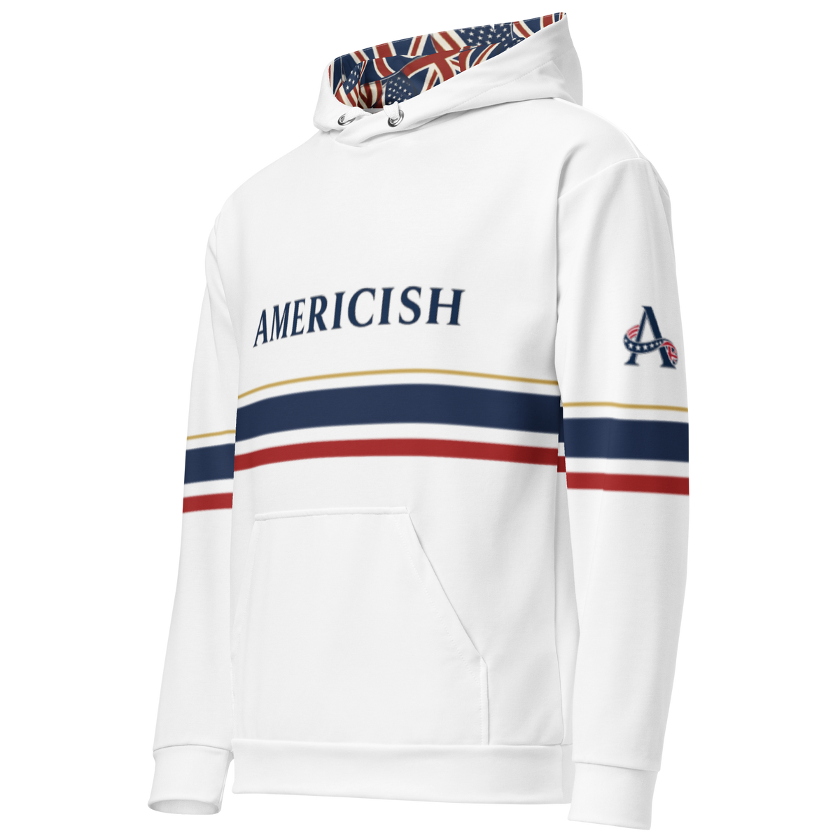 Americish Premium Unisex cotton hoodie-USA & UK flag hood | Americish