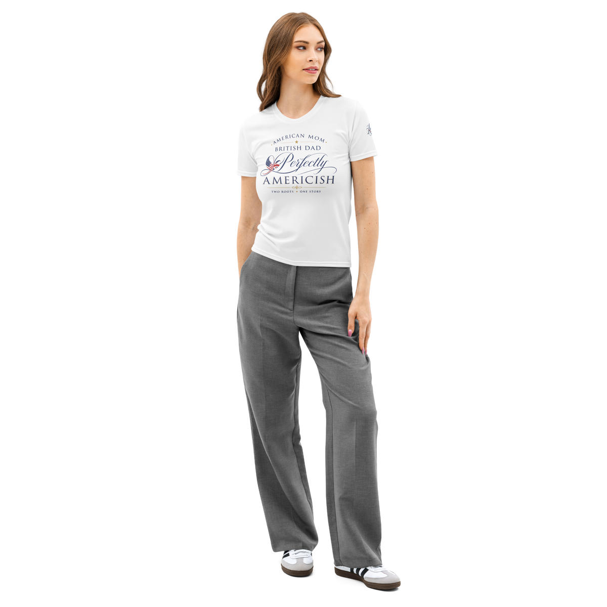 American Mom British Dad Women’s Cotton T-Shirt | Americish