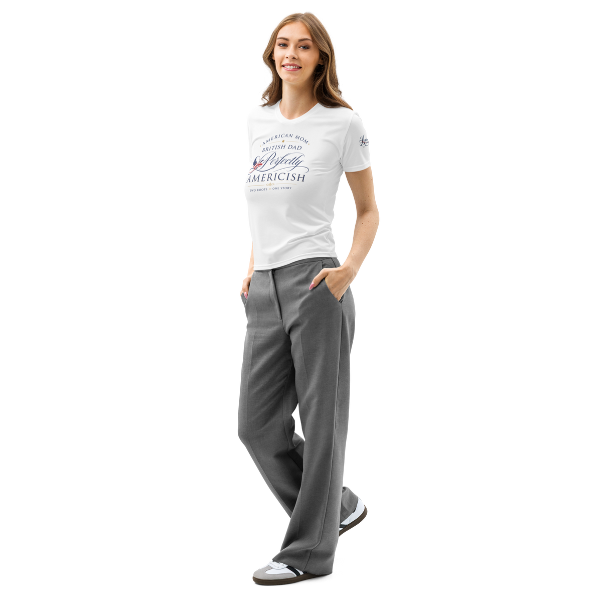 American Mom British Dad Women’s Cotton T-Shirt | Americish