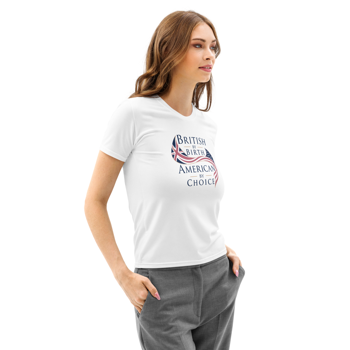 Brit by Birth American by Choice Women’s Cotton Crew Neck T-Shirt | Americish