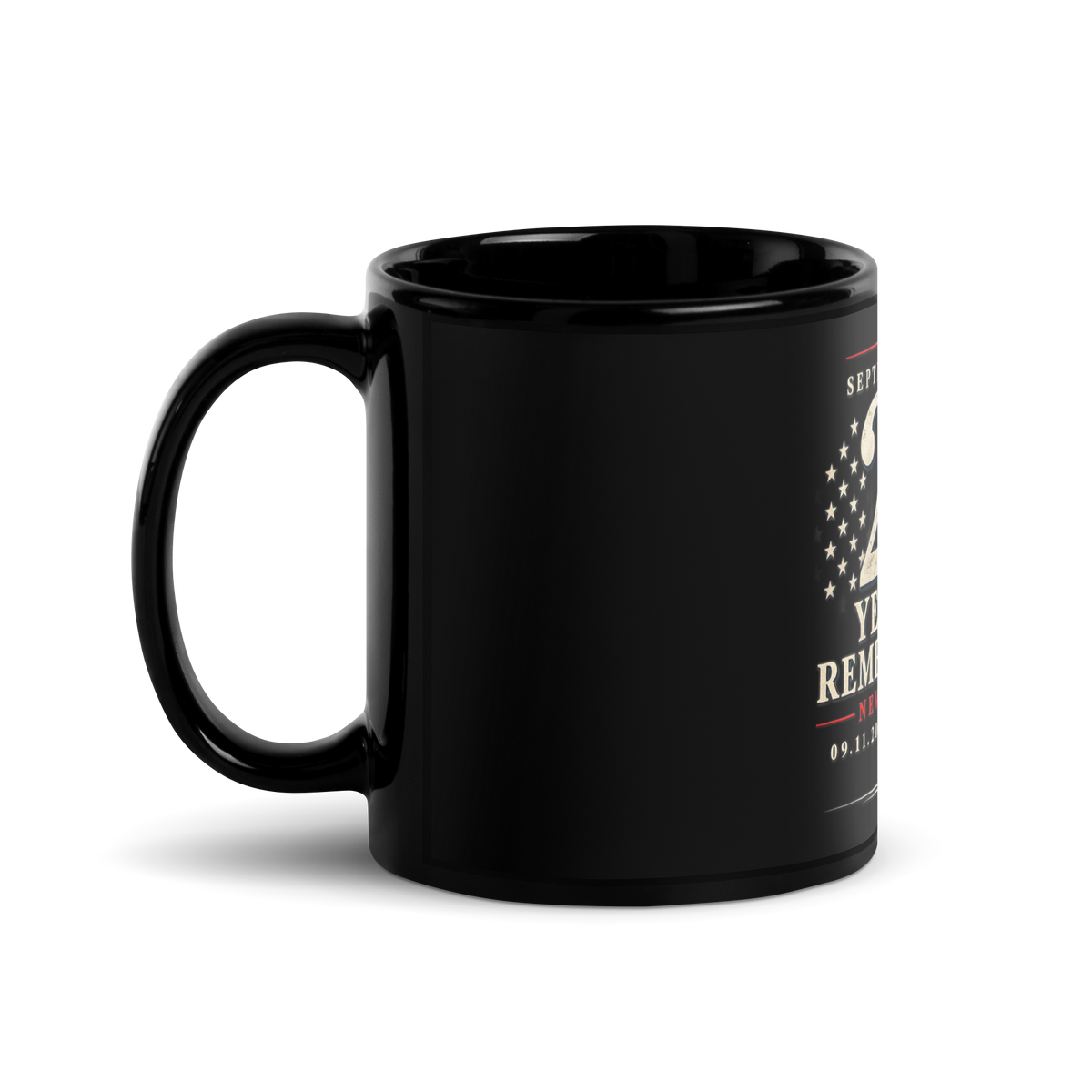 9/11-25Yrs of Remembrance Black Glossy Mug | Americish