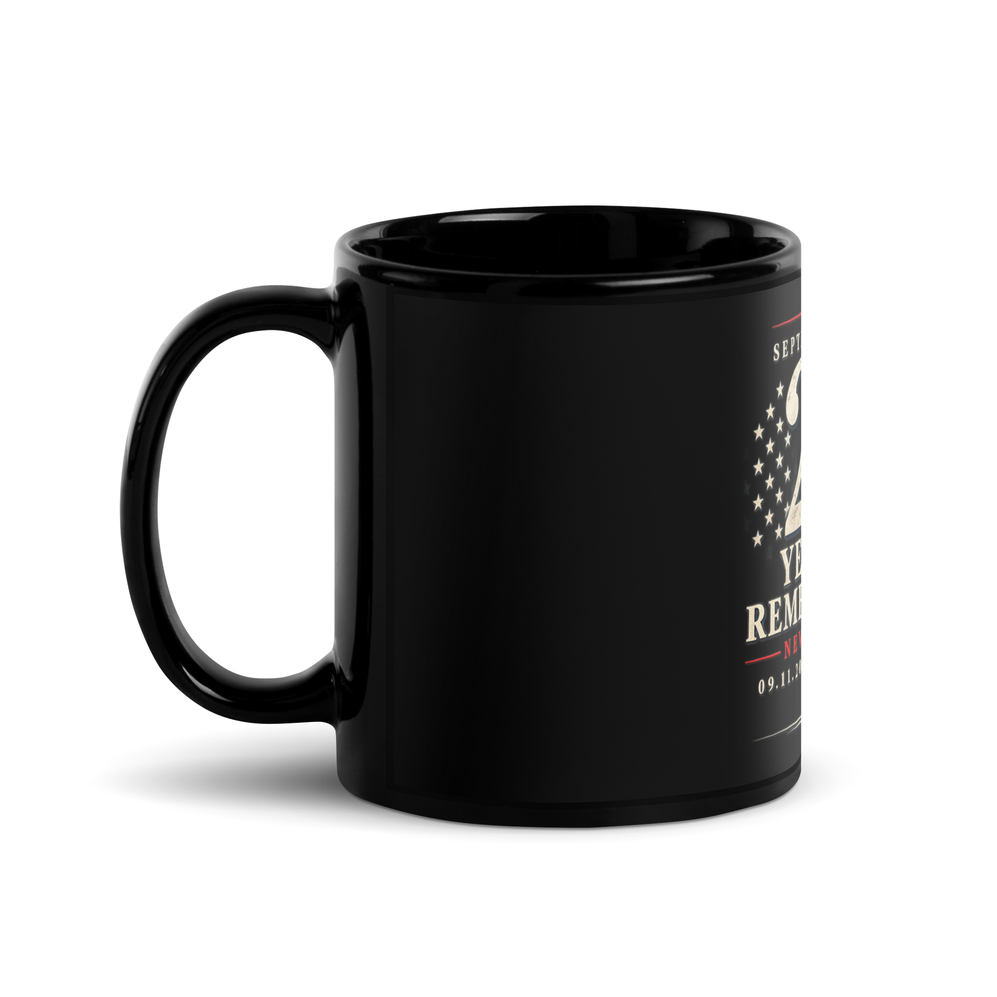 9/11-25Yrs of Remembrance Black Glossy Mug | Americish