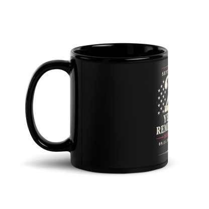 9/11-25Yrs of Remembrance Black Glossy Mug | Americish