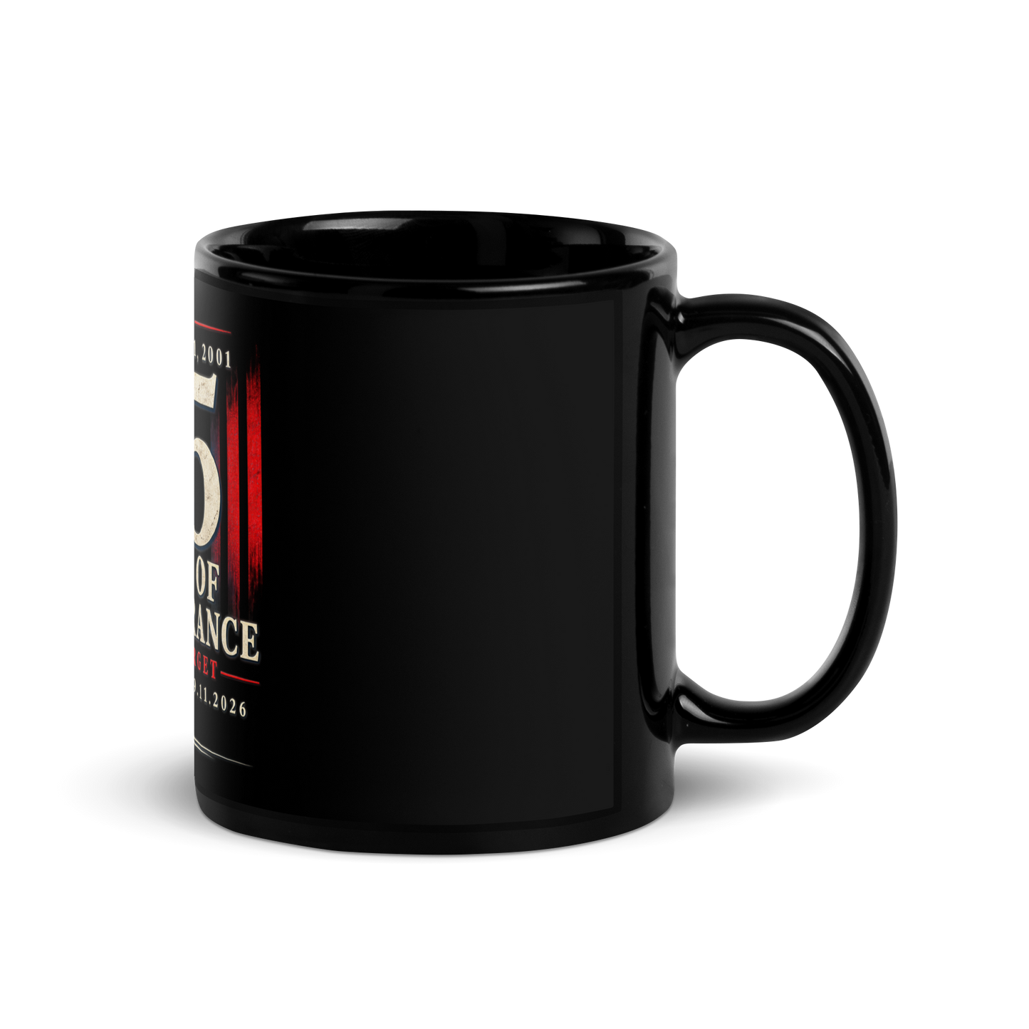 9/11-25Yrs of Remembrance Black Glossy Mug | Americish