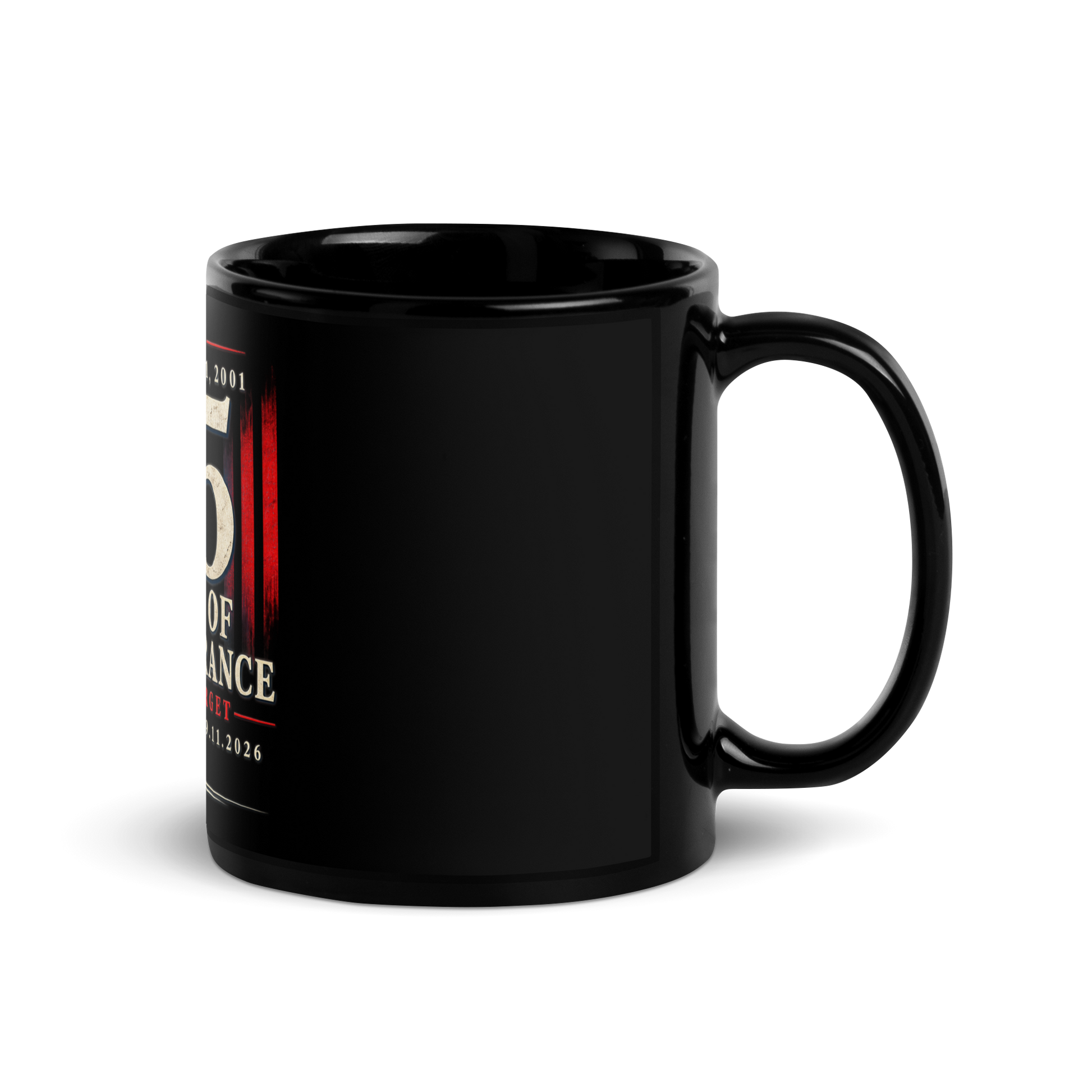 9/11-25Yrs of Remembrance Black Glossy Mug | Americish