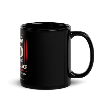 9/11-25Yrs of Remembrance Black Glossy Mug | Americish