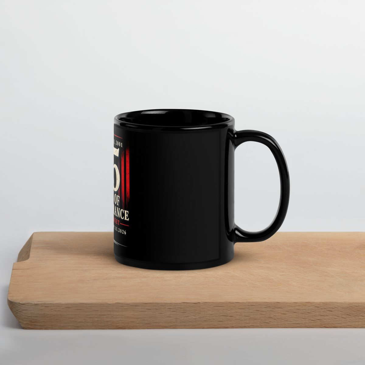 9/11-25Yrs of Remembrance Black Glossy Mug | Americish