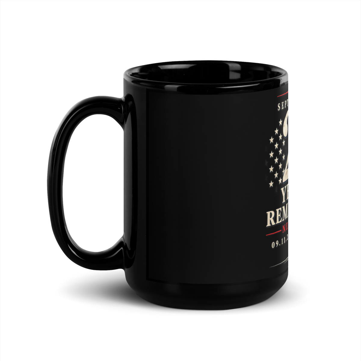 9/11-25Yrs of Remembrance Black Glossy Mug | Americish