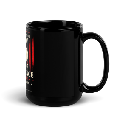 9/11-25Yrs of Remembrance Black Glossy Mug | Americish