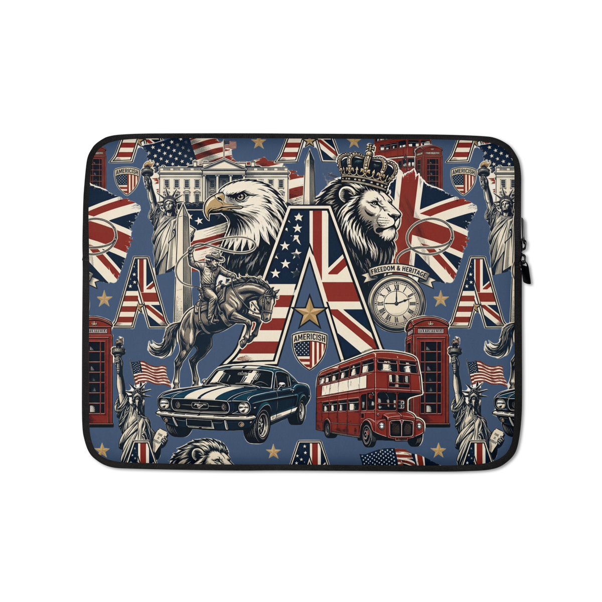 Americish UK & USA Collage Laptop Sleeve | Americish