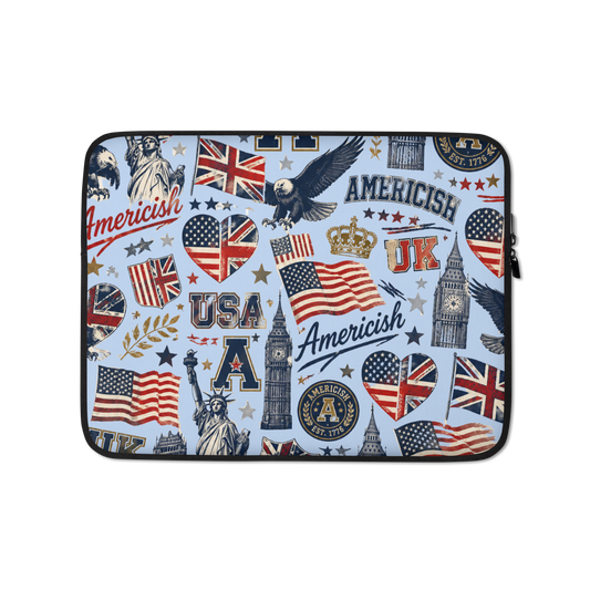 Americish Graffiti Blue Collage Laptop Sleeve | Americish