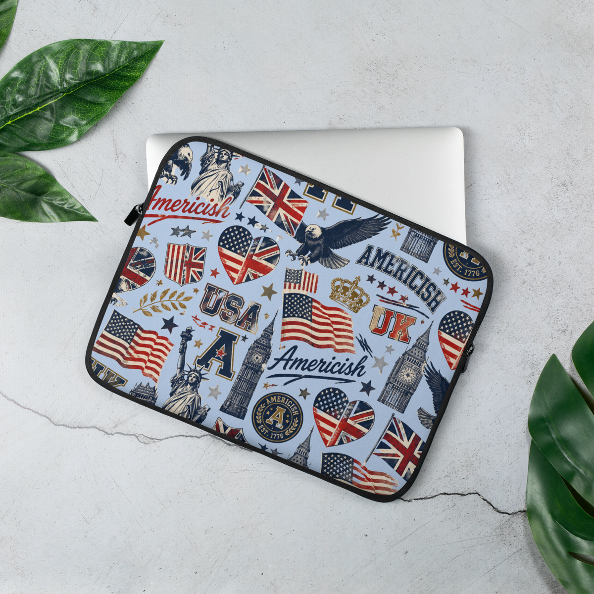Americish Graffiti Blue Collage Laptop Sleeve | Americish