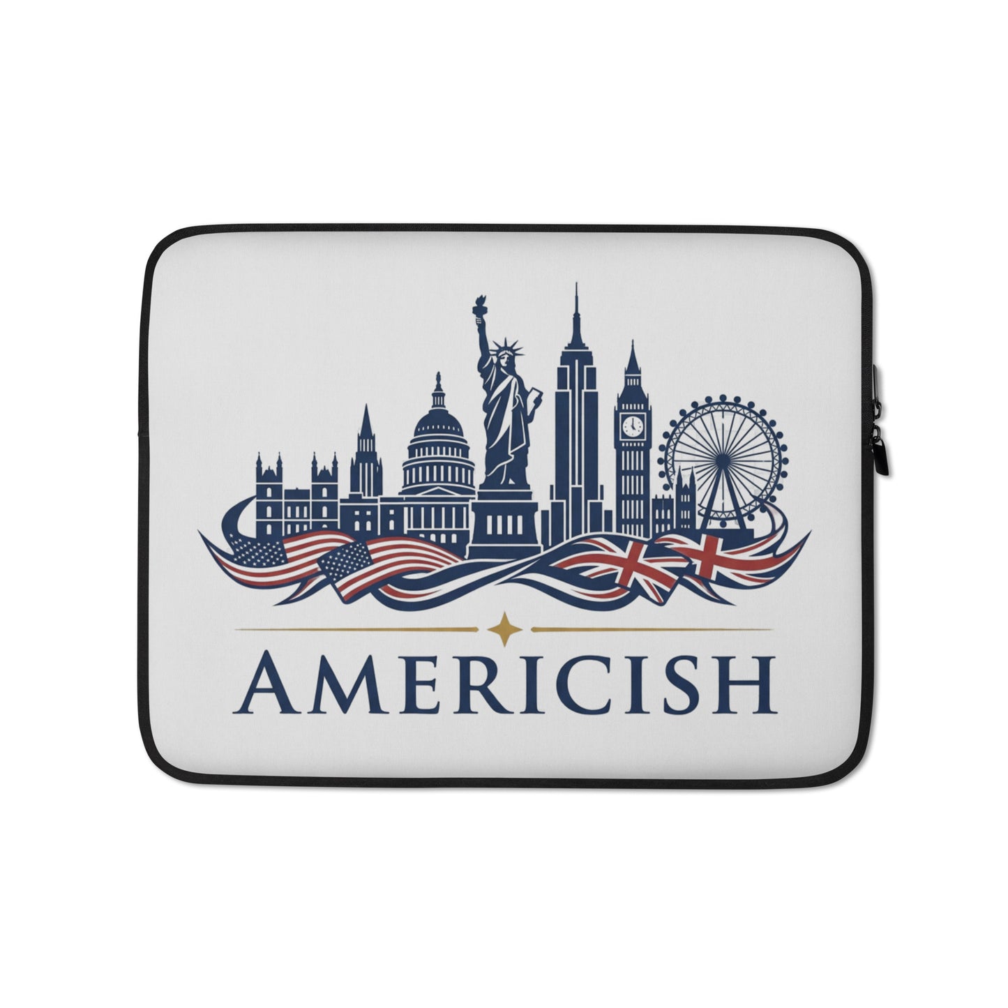 Americish UK & USA Skyline Grey Laptop Sleeve | Americish