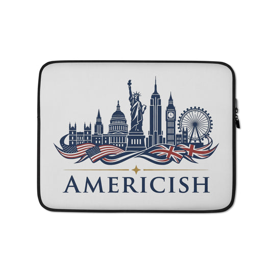 Americish UK & USA Skyline Grey Laptop Sleeve | Americish