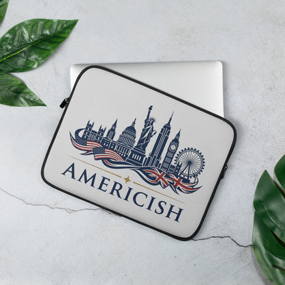 Americish UK & USA Skyline Grey Laptop Sleeve | Americish