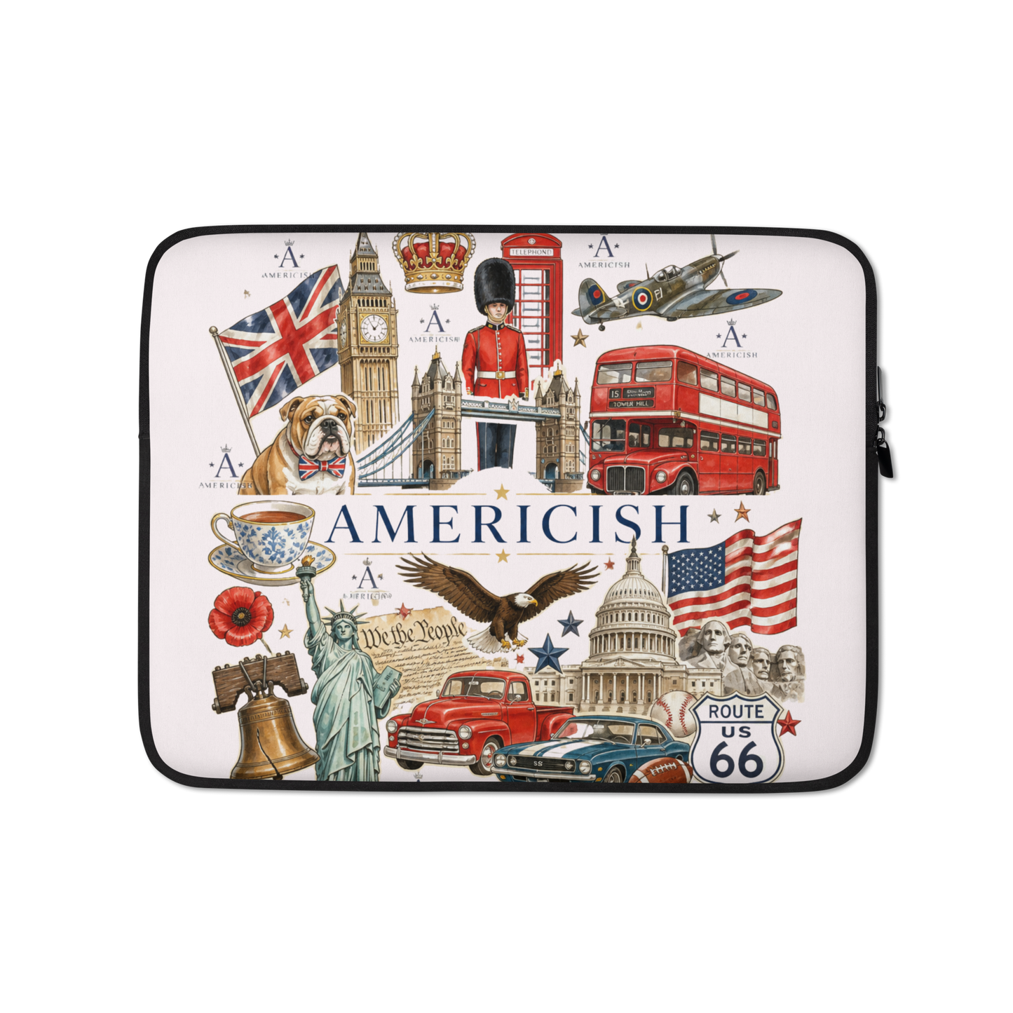 Americish UK & USA Proud Pale Pink Laptop Sleeve | Americish