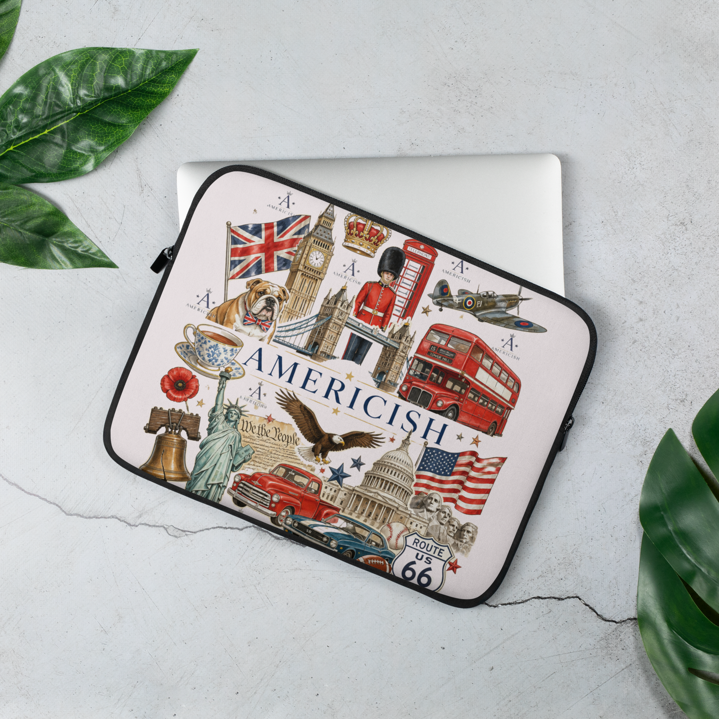 Americish UK & USA Proud Pale Pink Laptop Sleeve | Americish