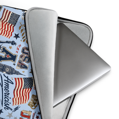Americish Graffiti Blue Collage Laptop Sleeve | Americish