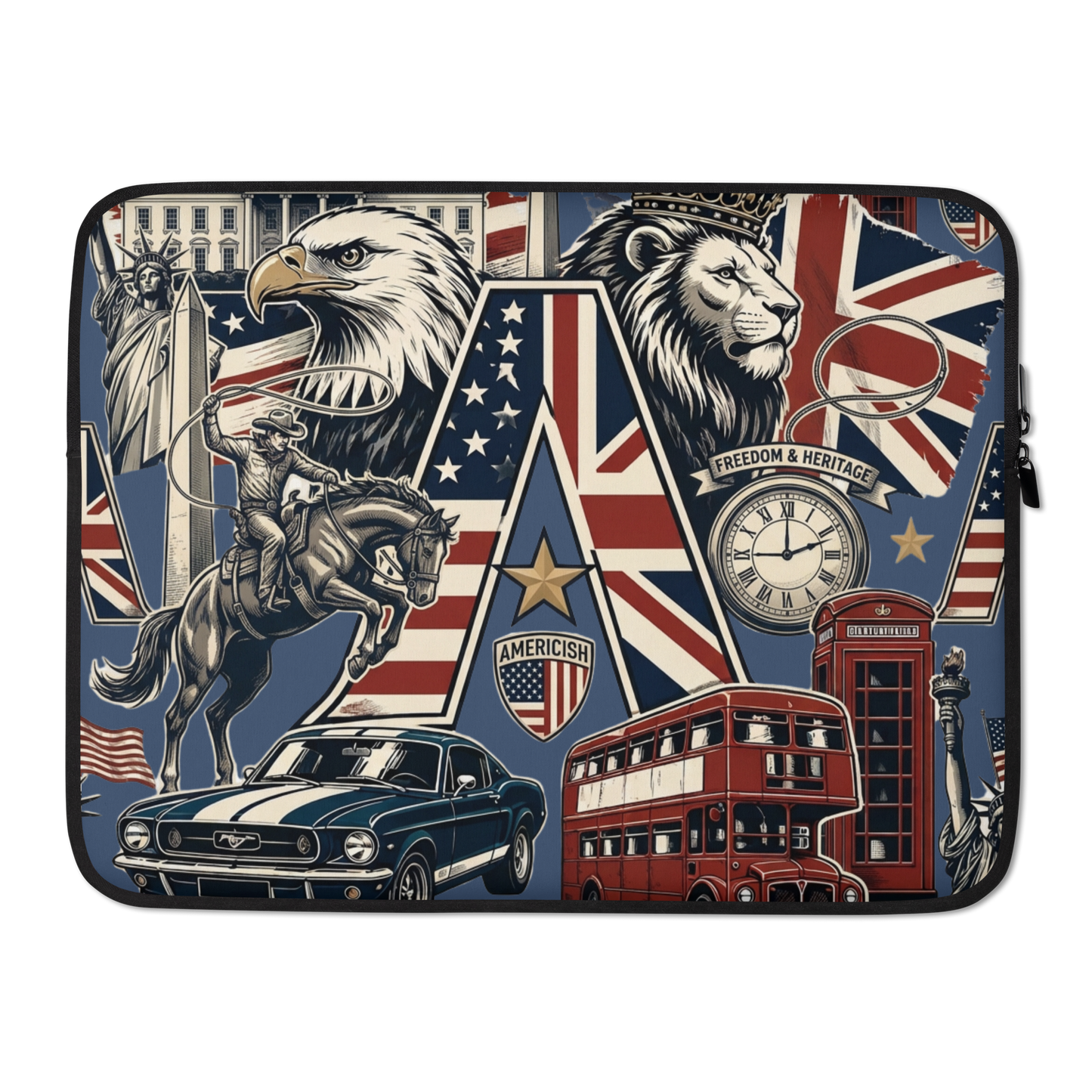 Americish UK & USA Collage Laptop Sleeve | Americish
