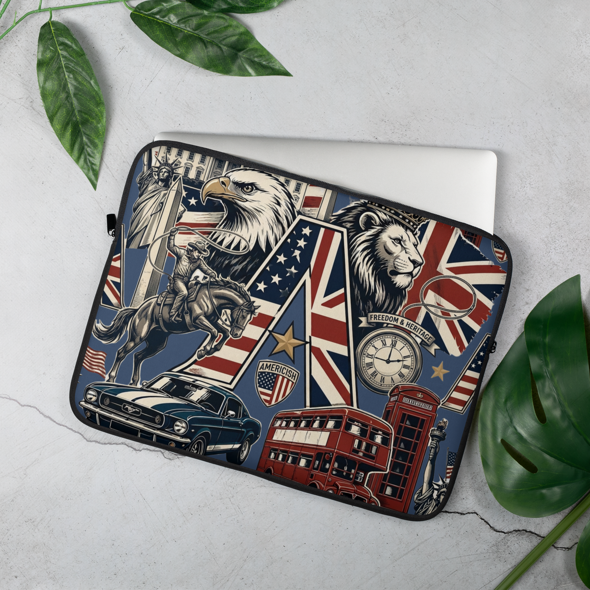 Americish UK & USA Collage Laptop Sleeve | Americish