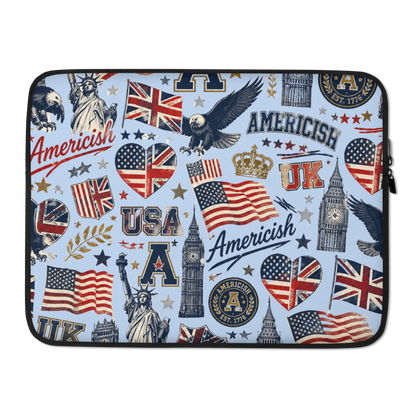 Americish Graffiti Blue Collage Laptop Sleeve | Americish