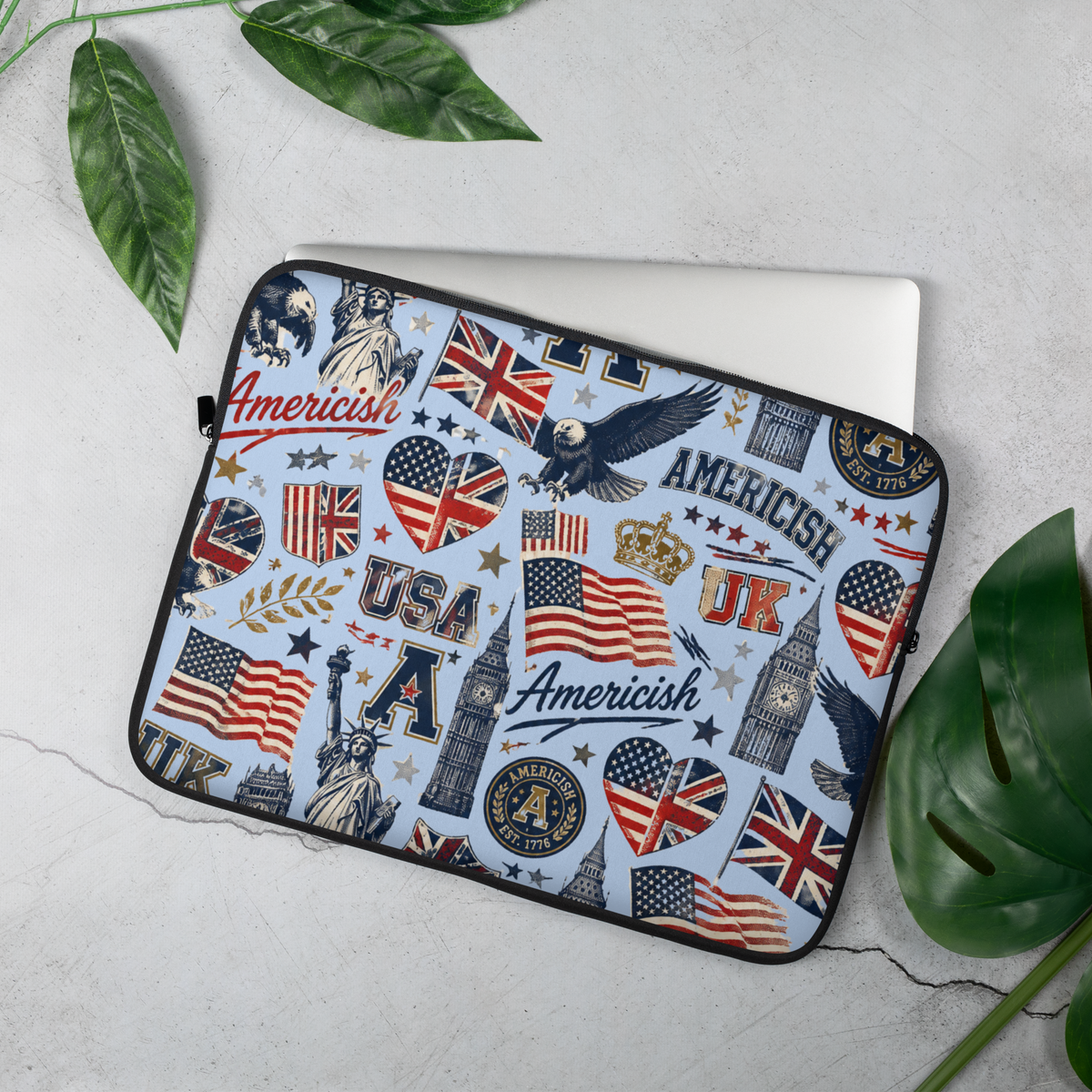Americish Graffiti Blue Collage Laptop Sleeve | Americish