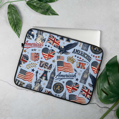 Americish Graffiti Blue Collage Laptop Sleeve | Americish