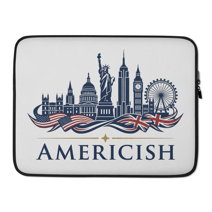 Americish UK & USA Skyline Grey Laptop Sleeve | Americish