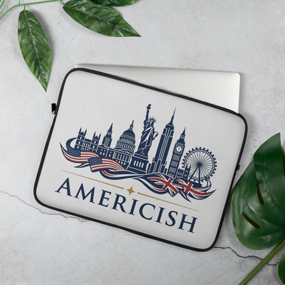 Americish UK & USA Skyline Grey Laptop Sleeve | Americish