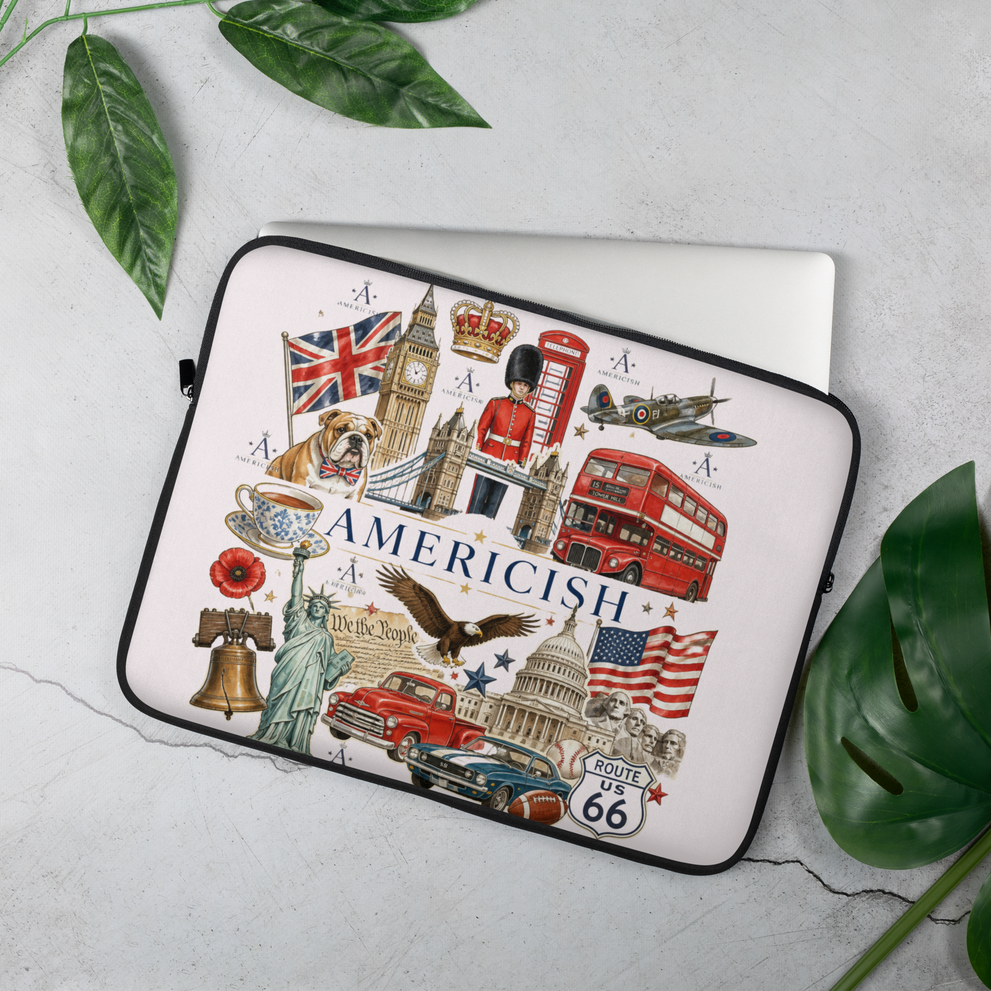 Americish UK & USA Proud Pale Pink Laptop Sleeve | Americish