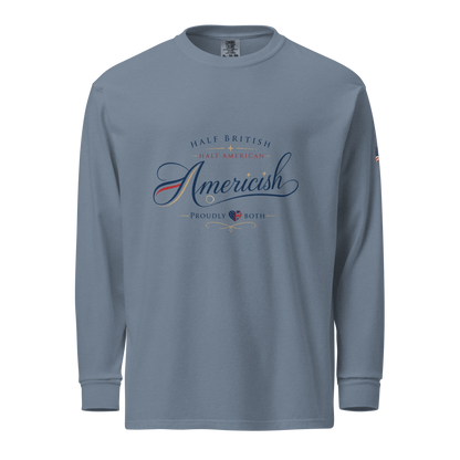 Americish Script Proudly Both-Garment-dyed heavyweight long-sleeve shirt | Americish