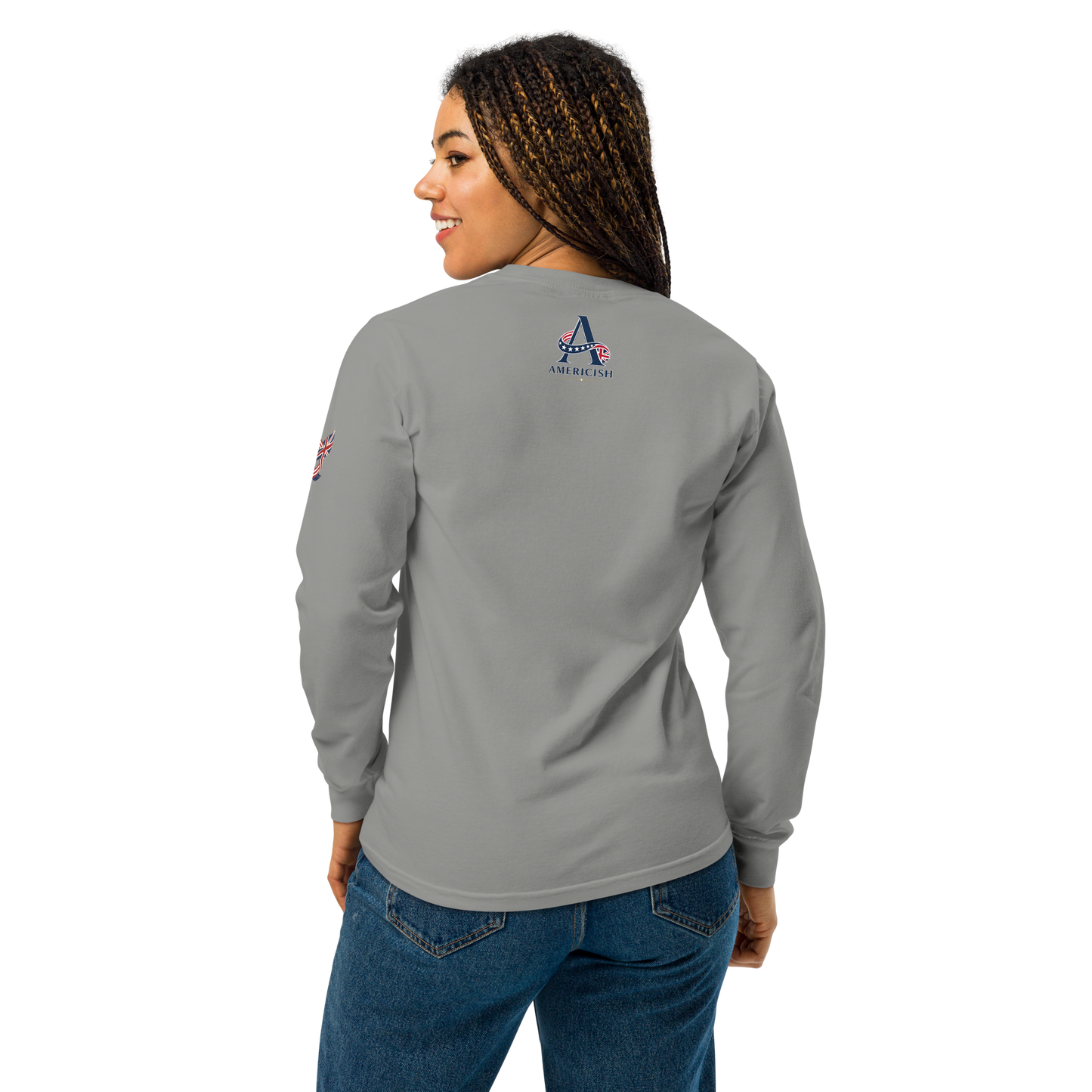 Americish Script Proudly Both-Garment-dyed heavyweight long-sleeve shirt | Americish