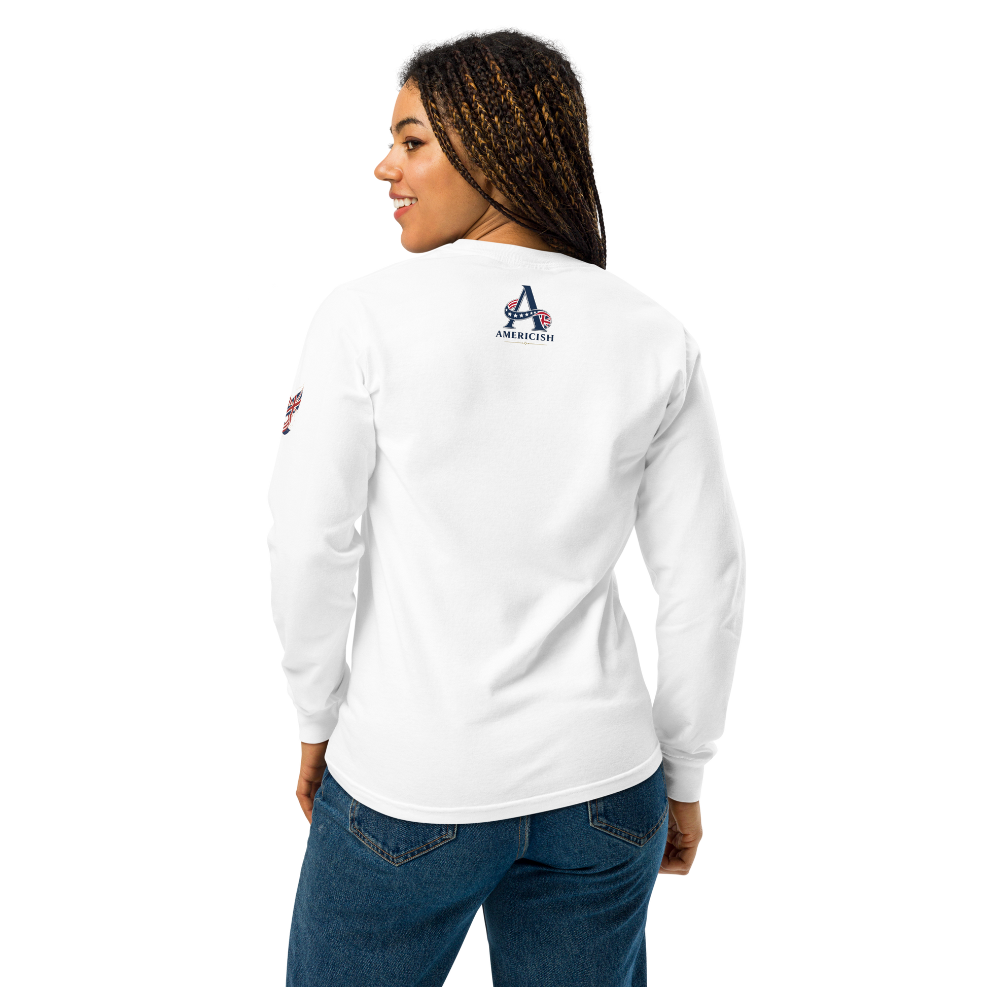 Americish Script Proudly Both-Garment-dyed heavyweight long-sleeve shirt | Americish