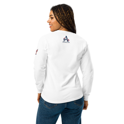 Americish Script Proudly Both-Garment-dyed heavyweight long-sleeve shirt | Americish