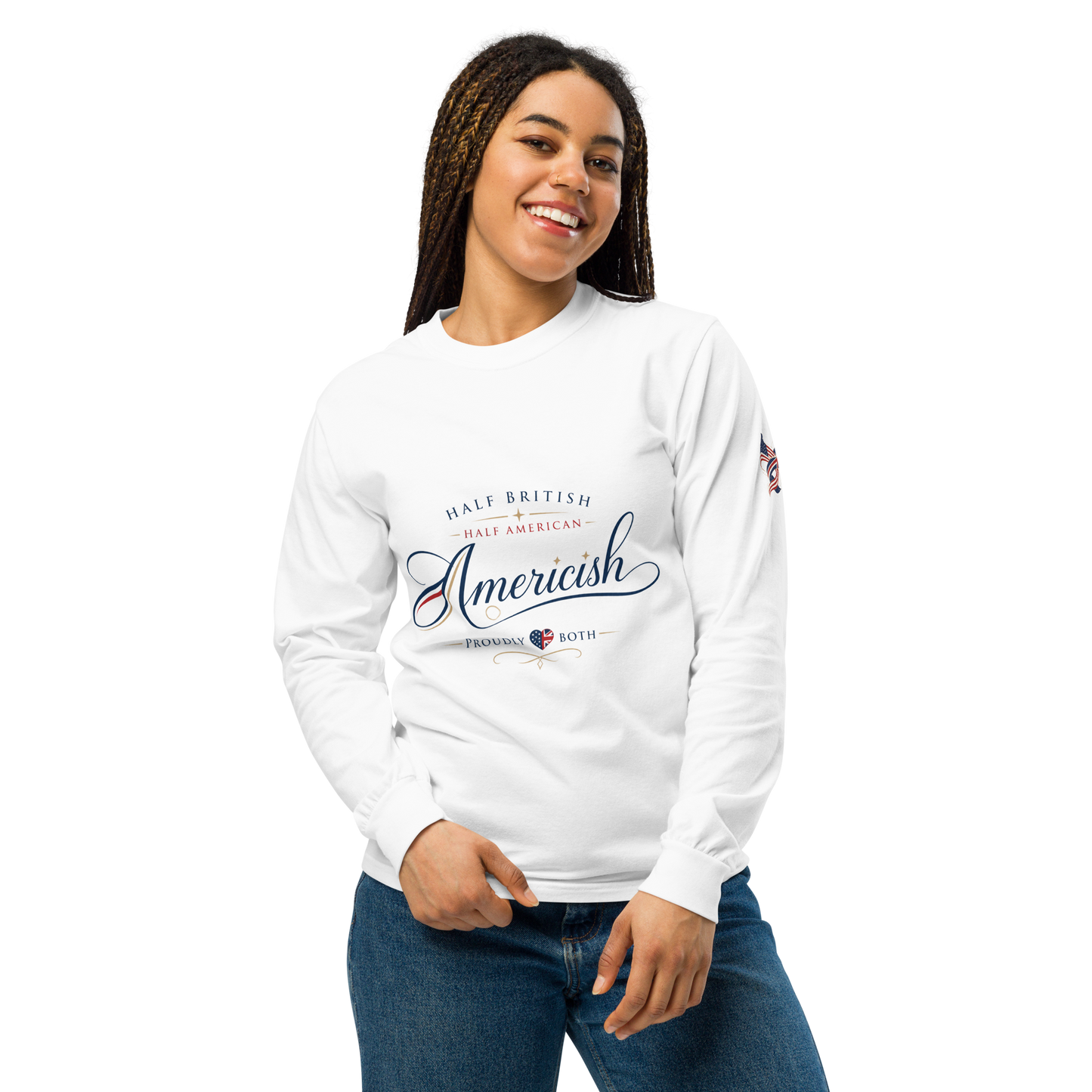 Americish Script Proudly Both-Garment-dyed heavyweight long-sleeve shirt | Americish