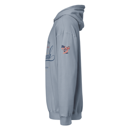 Americish Script Proudly Both Unisex garment-dyed lightweight hoodie | Americish