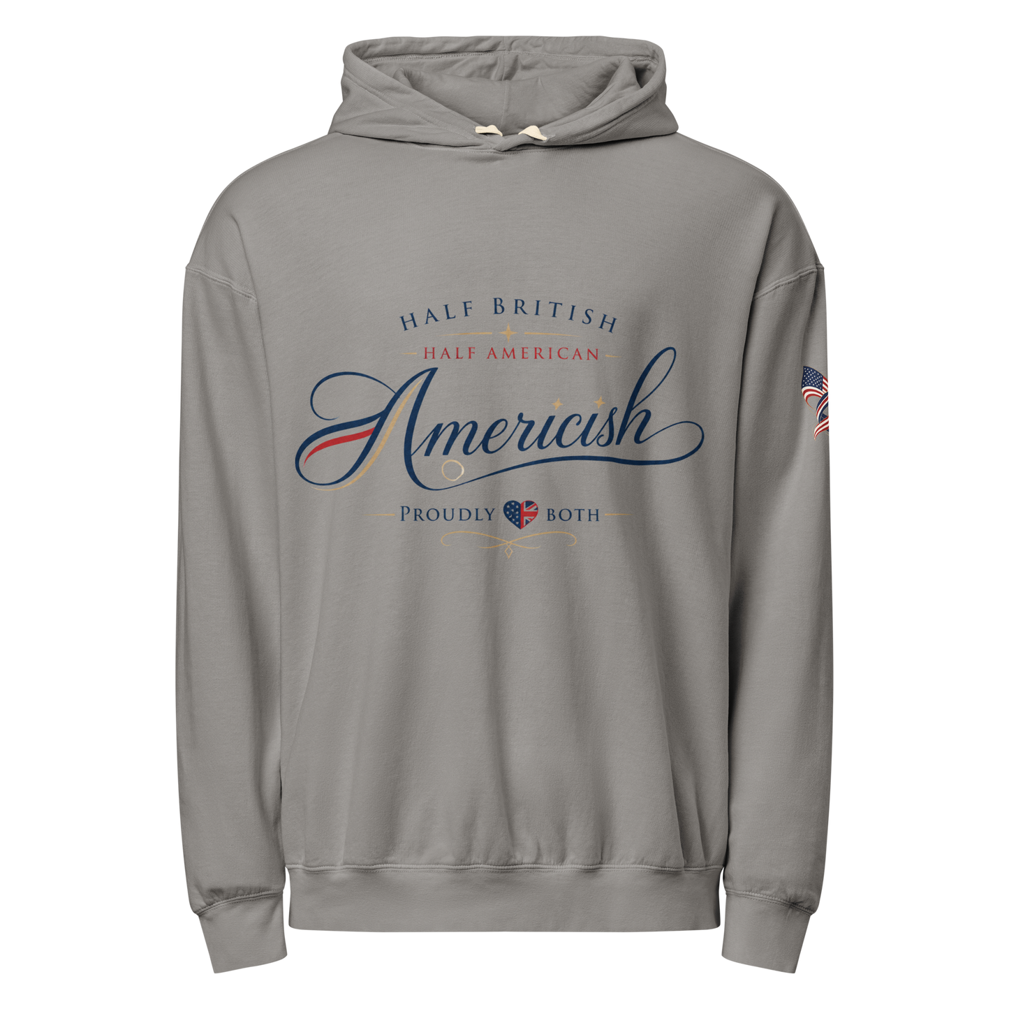 Americish Script Proudly Both Unisex garment-dyed lightweight hoodie | Americish
