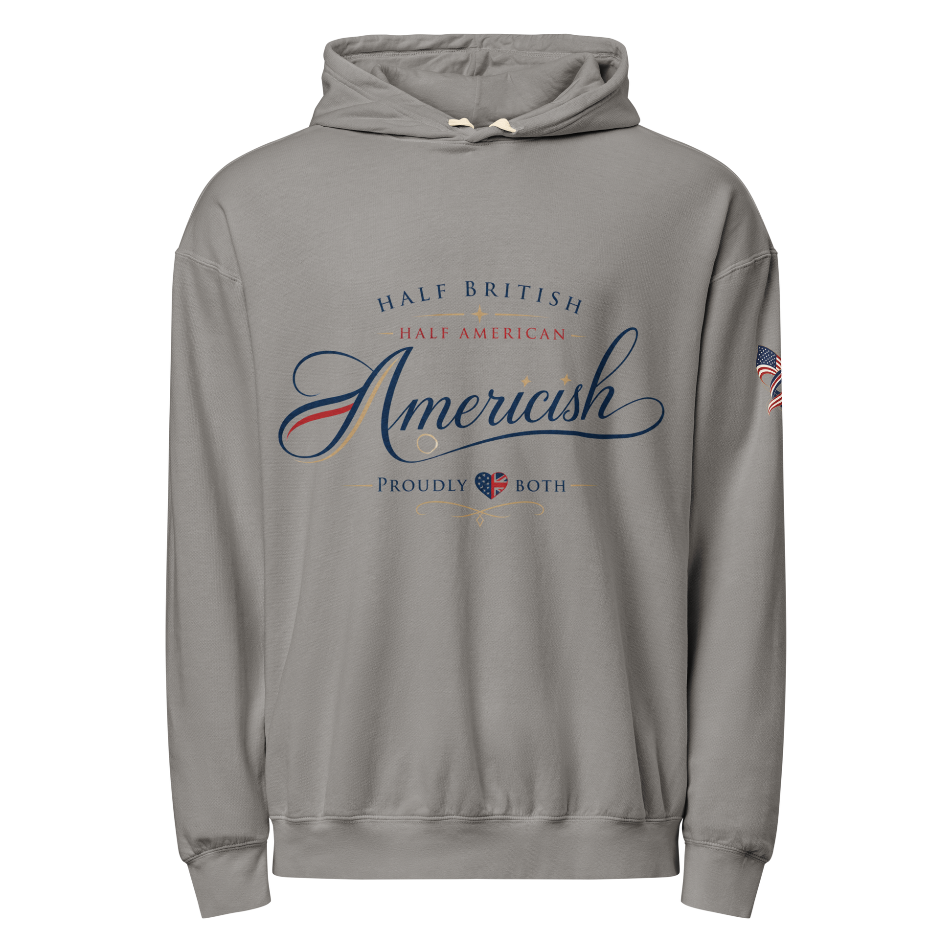 Americish Script Proudly Both Unisex garment-dyed lightweight hoodie | Americish